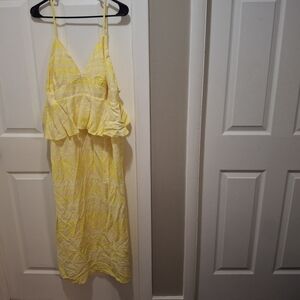 Yellow Spaghetti-Strap Midi Dress